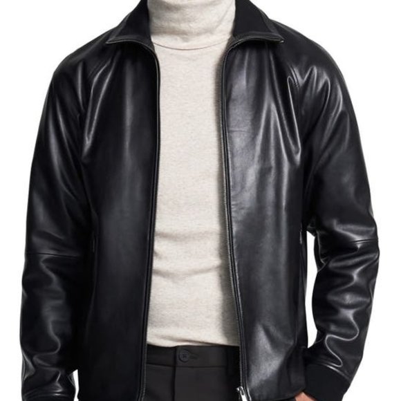 THEORY Landan Leather Jacket In Black Medium New - Picture 1 of 8